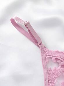 两件套女士优雅成熟魅力套装 - 奢华性感睡袍、刺绣蝴蝶结无袖文胸、柔软舒适的家居服、轻薄透气连衣裙，适合所有季节，圣诞节和万圣节礼物 - 粉色 - 查看 6