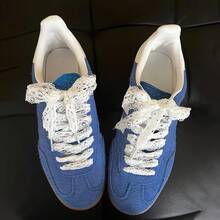 1 Pair Of Women's White Lace Bow - Hollow V-Shaped Printed Korean-Style Decorative Shoelaces, 47.24inch Lightweight Accessories Suitable For Sneakers, Flats, And Wedding Shoes - 白色 - 查看 4