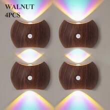 LED Bewegungsmelder Nachtlicht, Induktionslampe, LED Wandleuchte, kabellose aufladbare magnetische Leuchte mit Sonnenuntergang-Atmosphäre, für Schlafzimmer, Flur, Treppe, Smart Home Dekoration - 3-Farben & Sonnenuntergang Lichteffekt, ohne Verkabelung, einfache magnetische Installation, USB-betrieben, 1200mAh Akku, 2 Modi (Immer an/Sensor), einstellbare Helligkeit, minimalistisches Design, hochwertige LED-Beleuchtung für Wohndekoration