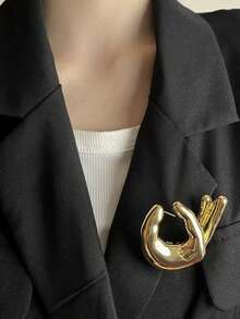 1 件复古 OK 手势胸针情侣个性别针胸花金属抛光表面优质感觉服装配饰日常服装搭配礼服配饰衣服别针包饰学校办公室配饰衬衫夹克珠宝圣诞节万圣节衣服别针有趣可爱教师礼物 - 銀色 - 查看 6