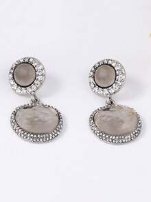 1 Pair Vintage Chic Luxury High-End Geometric Round Rhinestone Alloy Dangle Earrings For Women - Medieval style geometric shapes - View 13