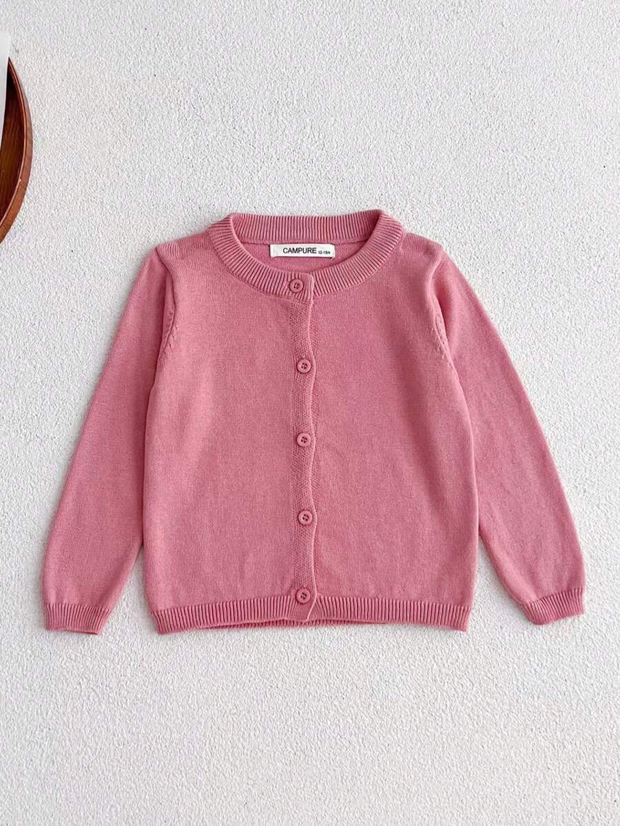 Chaqueta de punto de aire acondicionado de unicolor para niñas, verano - Rosa vieja - Ver 1