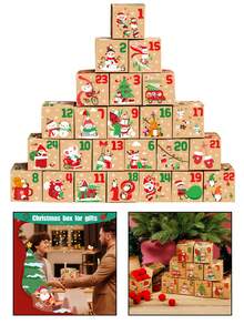 24pcs Christmas Advent Calendar Box, Santa Claus Snowman Candy Box Advent Calendar Gift Set, Perfect For Family Holiday Decoration - Multicolor - View 8