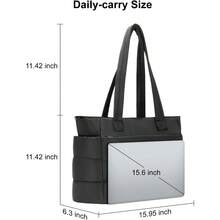 Tote Bag For Women Puffer Quilted Handbag With Compartments Lightweight Puffy Shoulder Bag For Travel Work Gym - 黑色 - 查看 2