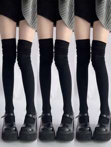 3 Pairs Knee-High Socks, Suitable For Slim Women Weighing No More Than 120 Lbs, Y2K Style