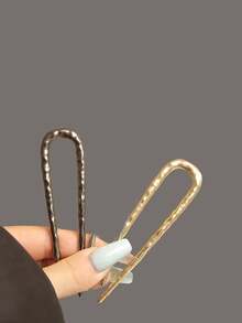 2/1pc U-Shaped Hair Clip, Metal Hair Accessory, High-End Retro Style Hair Bun Maker, Alloy Hair Pin, Suitable For Hundreds Of Hairstyles, Suitable For Daily Use All Seasons, Hair Styling Pins