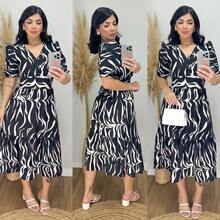 Women's Printed Midi Dress - Zebra Midi Dress With Elastic. - màu đen - Xem 4