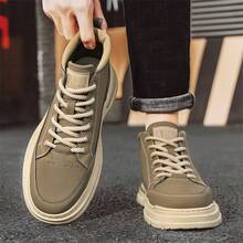 New Men's High-Top Boots, Letter Print, Military Style Lace-Up, Metal Eyelets, Suitable For Outdoor, All Season