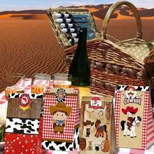 12个西部牛仔主题礼品袋，纸贴纸密封可折叠牛皮纸包装袋，包装礼品、零食、糖果袋，生日派对、主题派对装饰品 - 彩色 - 查看 11