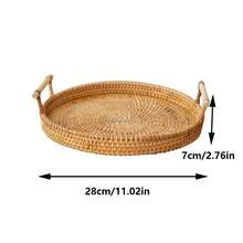 1 giỏ đựng trái cây/giỏ đựng bánh mì đan thủ công có quai xách, khay phẳng, giỏ đựng trái cây đan thủ công, giỏ đựng bánh mì kiểu Nhật, giỏ hấp, giỏ đựng đồ phòng khách, khay trưng bày - Màu gỗ - Xem 9