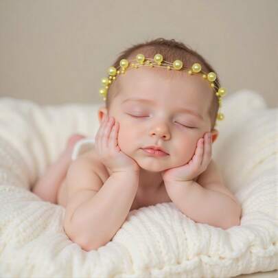 Diadema de perlas para fotografía de bebés, accesorios de cabello hechos a mano para bebés, recuerdos del crecimiento del bebé, regalos para fiestas infantiles