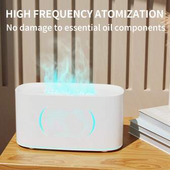 1pc Simulated Flame Aroma Diffuser With Colorful Ambient Lights, This Humidifier And Fragrance Diffuser Features Moisturizing And Humidifying Functions, Using Ultrasonic Atomization Technology. It Is Suitable For Use In Bedrooms, Living Rooms, And Offices. This Is A Lamp That Combines Romantic Decoration With Humidifying Functionality.