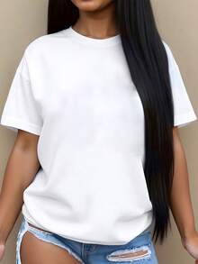 Solid Color T-Shirts, Casual Women's Shirts, Black, White, Red, Apricot Women's Tops, Tops, Casual Women's Shirts, Women's T-Shirts, Maximum Amount,Tops - 白色 - 查看 6