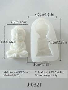 3D 弥勒硅胶蜡烛模具 - DIY 佛像和莲花蜡烛模具，适用于树脂、肥皂和蜡工艺 - 2 件套 - 易于脱模、可重复使用 - 非常适合家居装饰、芳香疗法和手工礼品 - 白色 - 查看 15