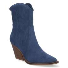 shoes&blues.es Botín Campero con Tacón, Cómodos, Diseño con Bordado en Caña y Empeine y Cierre de Cremallera. Otoño Invierno. - Azul - Ver 6