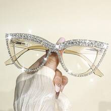 cabecade 2 件时尚水钻猫眼老花镜，适合办公室和电脑使用，老花镜，电脑眼镜，放大倍数从 +1.0 到 +4.0