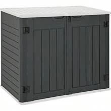 Outdoor Horizontal Storage Sheds W O Shelf Weatherproof Resin Tool Shed MultiOpening Door For Storage Of Bike Trash Cans Garden Tools 35 Cu Ft Waterproof Lockable Dark Gray - DarkGray - View 1