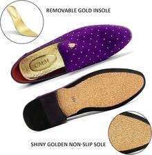Men's Pointed Toe Rivet Dress Shoes Glitter Modern Metallic Slip On Loafers Plus Size-20256688 - Purple - View 4