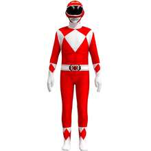 Power Rangers Cosplay Costumes For Kids Jumpsuit Fancy Dress Up Costume Party Playsuit XL Size Red - 紅色 - 查看 6