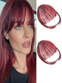 1 Clip-On Air Bangs With Sideburns, Synthetic Hairpiece For Bangs Enhancement, Women's Wig Bangs With Sideburn Hair Accessory Clip, Daily Styling For Women And Girls - Multicolor - View 13