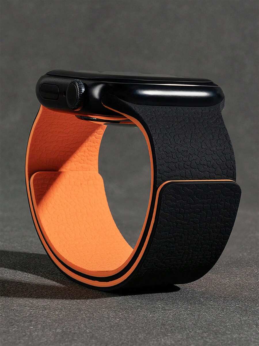 1pc Men Women Lychee Pattern Silicone Magnetic Watchband Compatible With Apple Watch Band Compatible With Apple Watch 42mm 38mm 40mm 41mm 44mm 45mm 46mm 49mm Fashion Smart Watch Replacement Watch Strap For Series Ultra2 Ultra SE2 SE 11 10 9 8 7 6 5 4 3 2 1 - Nhiều màu - Xem 1