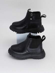 儿童靴子秋冬新款男童英伦风时尚踝靴女童短靴时尚