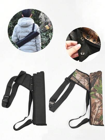 1pc Outdoor Hunting Archery Equipment Quiver With Arrows, Dual Strap Arrow Holder, 3-Tube Arrow Bag, Recurve Bow Arrow Quiver, Convenient Storage And Carrying For Outdoor Hunting