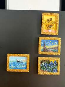 1 قطعة لوحة منظر طبيعي مغناطيسية إبداعية، ملصق مغناطيسي منزلي ثلاثي الأبعاد، إطار لوحة زيتية مغناطيسية للديكور - متعدد الألوان - مشاهدة 1