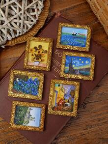 1 قطعة لوحة منظر طبيعي مغناطيسية إبداعية، ملصق مغناطيسي منزلي ثلاثي الأبعاد، إطار لوحة زيتية مغناطيسية للديكور - متعدد الألوان - مشاهدة 5