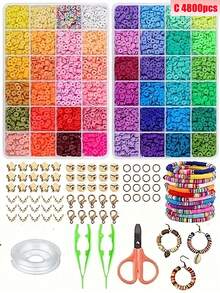 2400 Stücke/4800 Stücke/7200 Stücke/9600 Stücke/12000 Stücke weiches Ton Perlenset, Cut Out Perlendesign, geeignet für DIY Halsketten, Armbänder, Dekorationsperlen, handgemachte Geschenke für den Alltag, Abschluss, Feste, Partys - Polymer-Ton - Übersicht 7