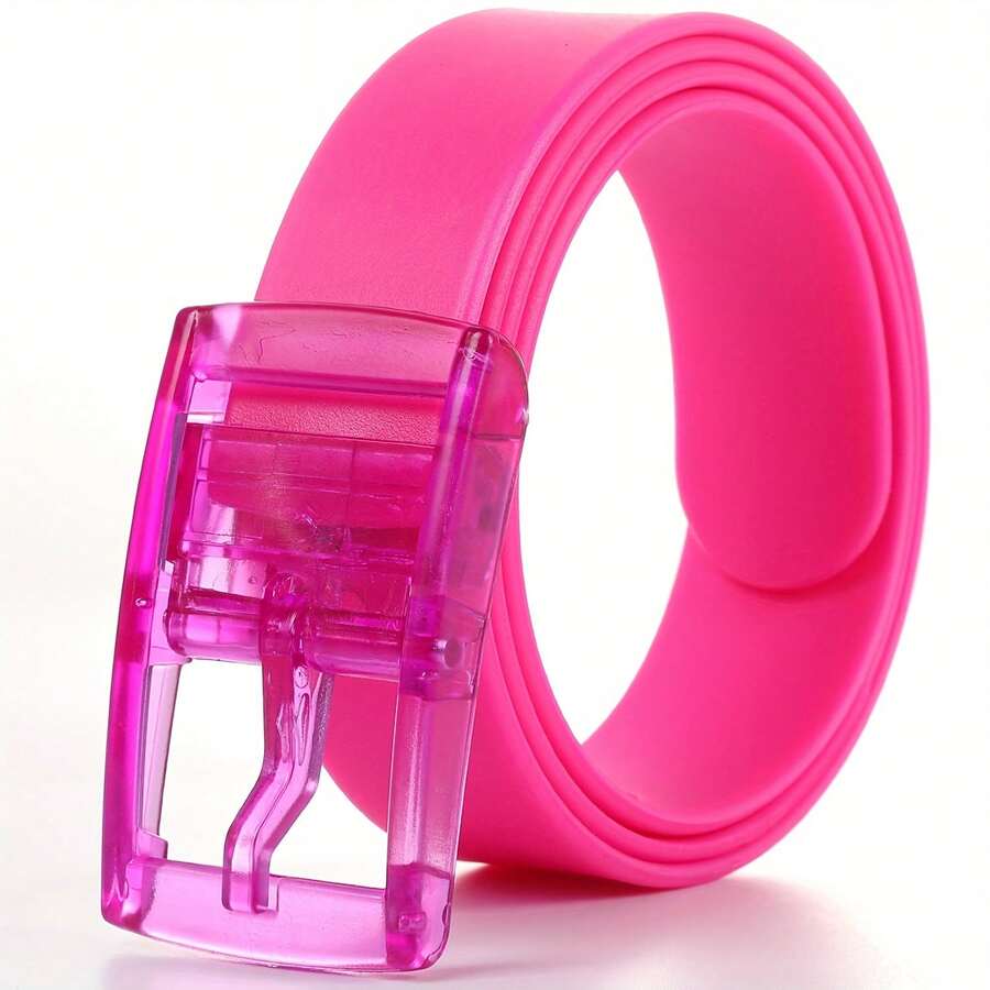 1pc Unisex Silicone Waist Belt With Plastic Buckle - Candy Color Slim Design, Suitable For Weddings, Parties And Daily Wear - Exquisite Gift Packaging, Special Occasion Apparel Accessory For Friends And Family, Minimalist Decor, High-Quality Item, Halloween, Christmas Gift