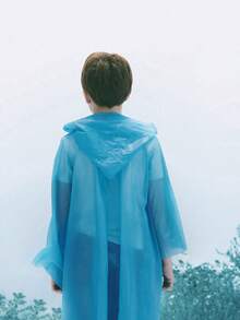1pc Thickened Children's Raincoat, Random Color, Fashionable PEVA Poncho, Suitable For Students, Travel And Camping - Multicolor - View 3