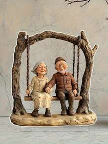 2D 亚克力情侣坐在秋千桌面装饰 | 非常适合卧室、客厅和办公室 | 节日派对装饰、生日毕业礼物、送给父母的理想礼物 - 彩色 - 查看 3