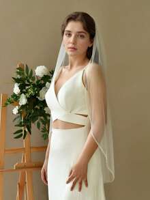 Voile de mariée fait main avec perles, pendentifs et peigne à cheveux, accessoire de cheveux de mariage élégant - V32 - Voir 10