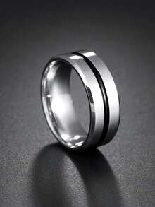 1 件不锈钢宽带男士戒指 - 銀色 - 查看 4