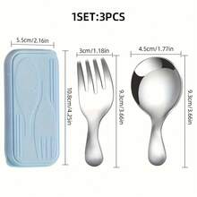 1 Piece 3 Sets Portable Tableware, 304 Stainless Steel Short Handle Round Spoon Fork Combination With Mini Spoon, Small Round Spatula Fork, Including Mini Ice Cream Spoon, Multi-Purpose Stainless Steel Seasoning Salt Spoon Suitable For Coffee, Desserts, Cakes - Ideal For Outdoor Use, Parties, Kitchen Utensils, Novelty Gifts - 藍盒子 - 查看 9