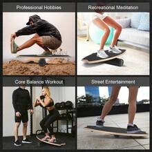 Tabla de equilibrio de madera para interiores, patineta, tabla de surf para interiores, tabla de equilibrio, tabla de equilibrio, entrenamiento de equilibrio - Negro - Ver 9