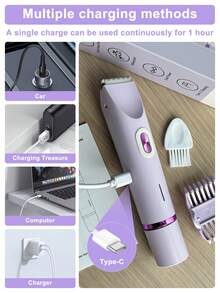 Women Bikini Trimmer, Dual-Head Hair Trimmer For Women,2-In-1 Bikini Shaver With Ceramic Blade Heads & Type-C Charging Port, Electric Razors For Women Pubic Hair,Underarms,Legs,Arms,Face