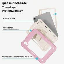 1个保护壳，兼容iPad Mini 6/Mini 7 8.3英寸”、“兼容iPad 5/6/7/8/9/10/11 9.7英寸/10.2英寸/10.9英寸/11英寸”、“兼容iPad Mini 7 2022/2024款，带笔槽、360°旋转手带和支架”、“兼容iPad Air2/Pro/5/6 9.7英寸”、“兼容iPad Mini 7 (A17 Pro) 8.3英寸 2024款”、“兼容iPad A16 11英寸 2023款（粉色+白色）” - 粉白(不含肩帶) - 查看 5