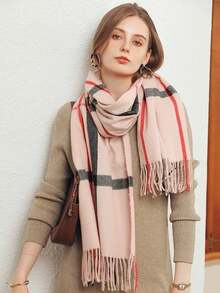 Premium Wool Scarf For Women, Thick Cashmere Blend Plaid Scarf, Versatile Autumn/Winter Accessory, 2025 New Style