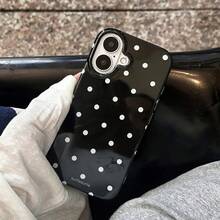 Fashionable Phone Case, Minimalist & Cute Black And White Polka Dot Pattern, Suitable For IPhone 11 To 17 Series Including Pro Max