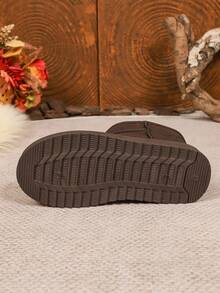 1 Pair Women's Solid Color Casual Thermal Lined Outdoor Snow Boots, Warm For Winter,Fur Boots - Coffee Brown - View 7