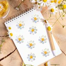 500张/卷 全息激光雏菊涂鸦贴纸，大号3.8厘米/1.5英寸不对称卡通花朵封条标签，适用于信封、杂志、手机壳、水杯、电脑、头盔、剪贴簿、派对礼品、PVC贴纸 - 500貼 鐳射雛菊貼紙 - 查看 4