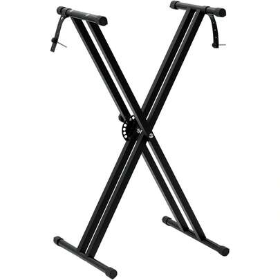 Double Support X-Frame Musical Piano Keyboard Stand, 7-Fold Adjustable Height, Black (Double Support Stand)