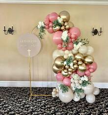 3 Pack Metal Arch Backdrop Stand(7.2FT/6.6FT/6FT), Decorative Balloon Arch Stand, Easy Assembly Gold Wedding Arch, Stable Backdrop Arch Stand For Wedding Ceremony, Birthday Party, Baby Shower - 金色 - 查看 4