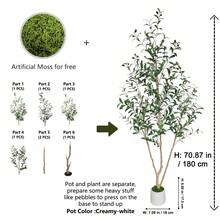 1pc Artificial Olive Tree 150-210cm With Plastic Pot & Moss, Realistic Leaves & Trunk, House Ornament Fake Plant Home Wedding Room Decor, Indoor Outdoor Christmas