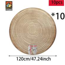 1件/10件 仿木纹图案浴室防滑垫，法兰绒材质，圆形地垫，毛绒装饰，适用于浴室、门口、厨房、客厅等场合，可机洗，防滑，圣诞装饰，理想礼物