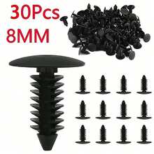 100 piezas/50 piezas/30 piezas/20 piezas Sujetadores universales de 8 mm para automóvil, Clips para revestimiento de techo, Clips, Clips para parachoques, Remaches de plástico, Revestimiento del maletero - Negro - Ver 11