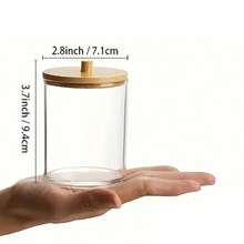 1pc Bamboo Lid Storage Box, Coffee Capsule Holder, Compatible Creamer Container, For Kitchen, Bedroom, Bathroom, Office Desk Back To School - Transparent - View 14