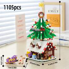 Santa's Cottage, Santa Claus, Christmas Tree, Train, Snowman Micro Particle Building Blocks, Creative Gift, Reindeer Assembly Blocks - Educational ABS Toy Box Packaging, Best Holiday Gift, Indoor Decoration, Christmas Decoration, Adult Building Blocks, Cottage, Gift, Christmas Train Set, Christmas Decoration, Building Blocks, Christmas Decoration, Living Room Christmas Hanging Decoration, Tabletop Decorative Ornament, Ideal Creative Christmas Gift For Family And Friends. - Multi-colored Santa Claus Tree House - View 17